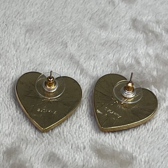 Sugarfix Animal Leopard Print Heart Earrings Brown Tan Gold Tone 1" - Picture 6 of 7